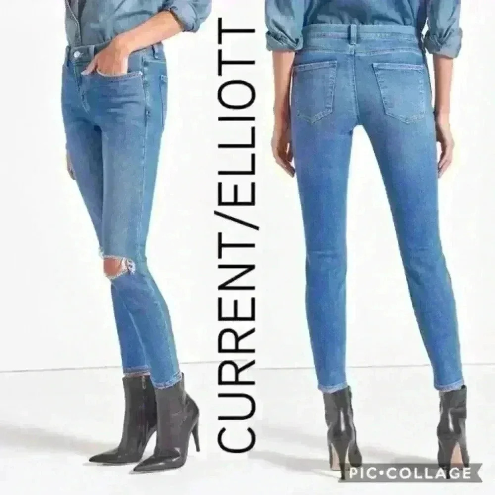 NWT Current/Elliott The Stiletto Cropped Distressed Jean